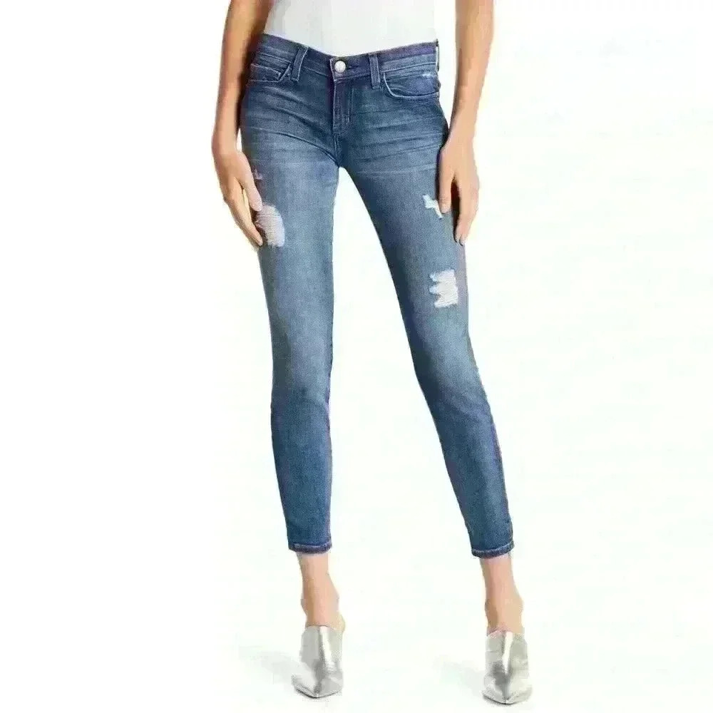 Current/Elliott The Stiletto 80s Distressed Mid Rise Jeans Womens 28 Medium Wash - Picture 13 of 13